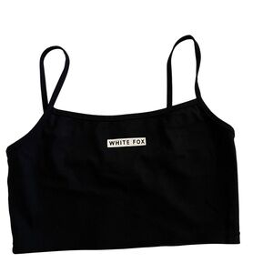 White Fox Boutique Black Spaghetti Strap Crop Top